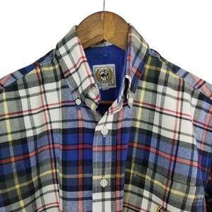 Vintage Cinch Mens Small Miller Style Plaid Button Down Shirt Blue Red Cowboy